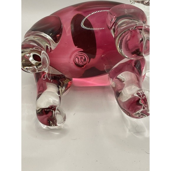 Rossi Glass Handmade Elephant With Cranberry Glass Trunk Up - Picture 7 of 7